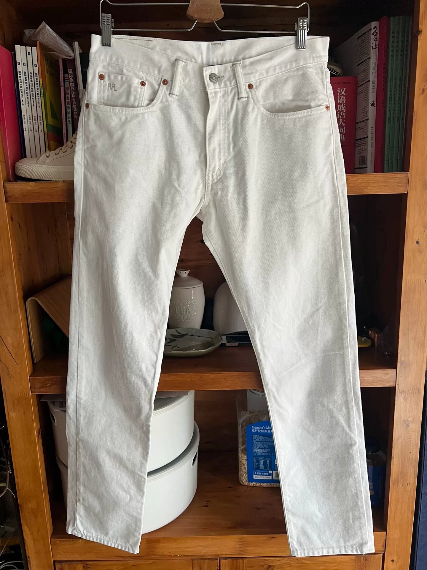 RRL Double RL White Denim Slim Fit Pants