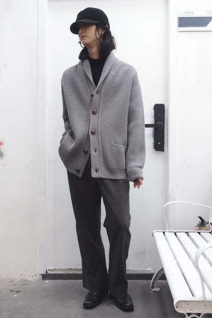 heavy knit shawl collar cardigan sweater