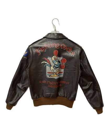 real mccoy's hand-painted fighting cocks bomber