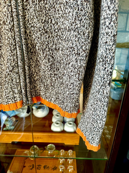 hermes gray orange cashmere high-neck sweater