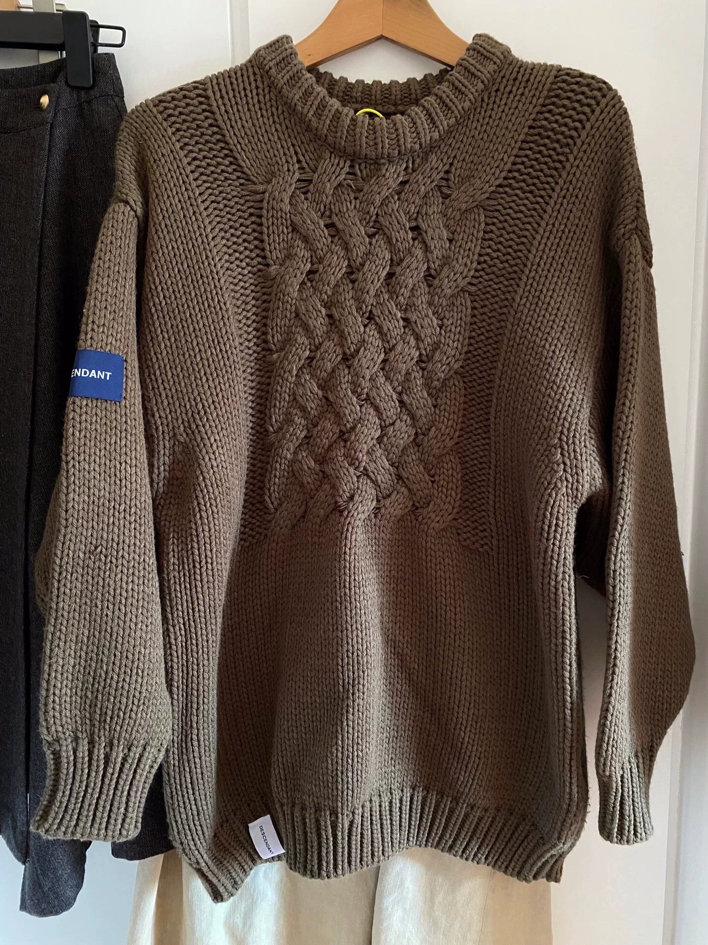 vintage descendent knitted sweater in olive green