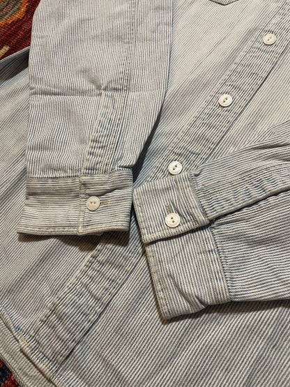 RRL Vintage White Gray Stripe Work Shirt