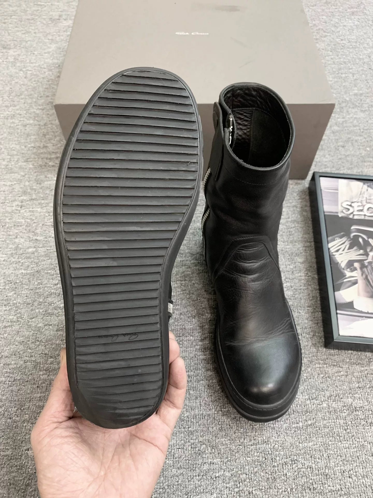 Rick Owens 15FW Calf Leather Zip Boots