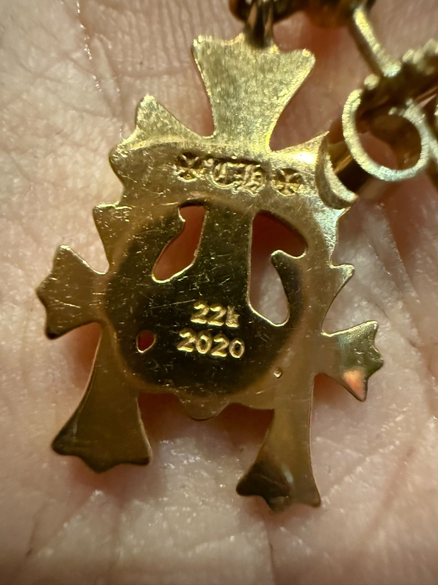 Chrome Hearts 22k Gold Cross Earrings