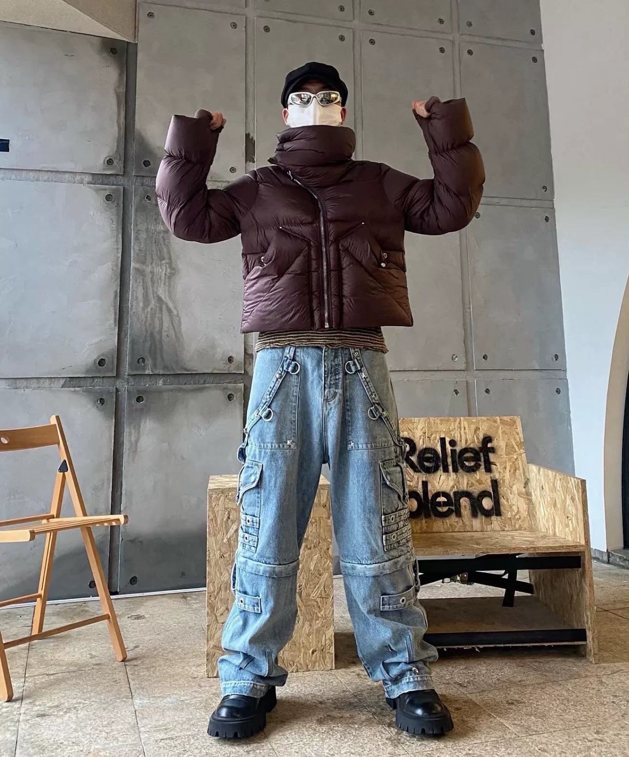 balenciaga raver baggy denim cargo pants