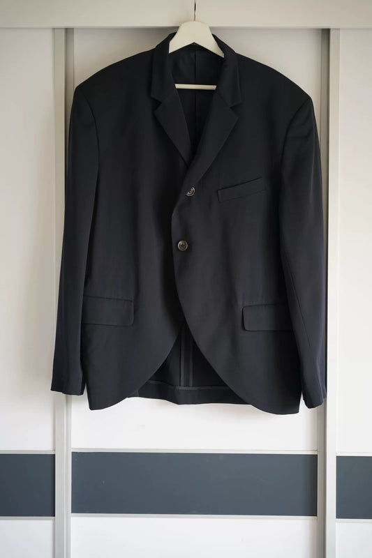 yohji yamamoto draped hem suit jacket