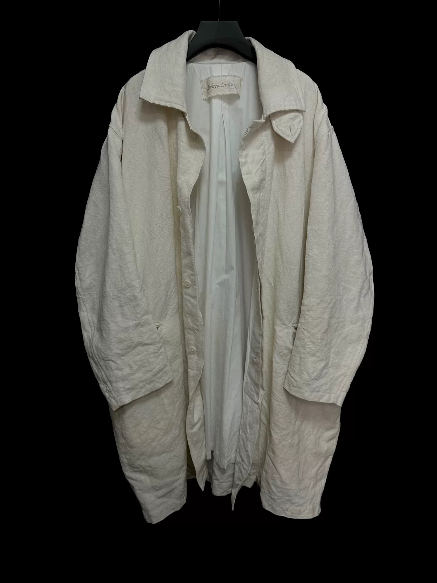 andrew driftwood tea-dyed linen coat