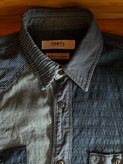 fdmtl patchwork denim shirt for men