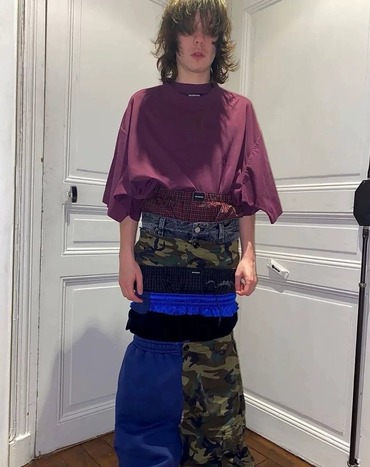 Balenciaga Camouflage Panel Blue Pants