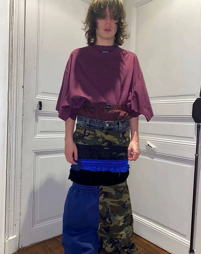Balenciaga Camouflage Panel Blue Pants