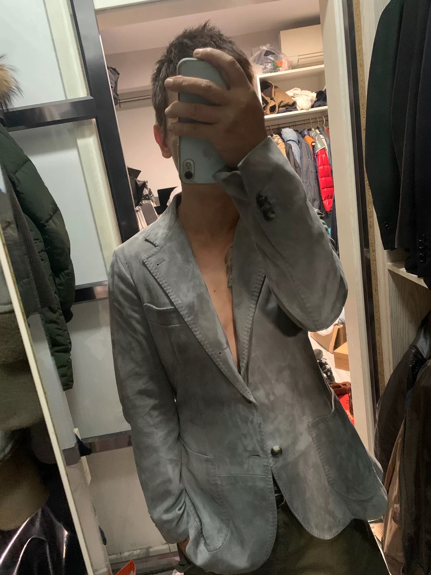 gray suede jacket by Ring Jacket Napoli