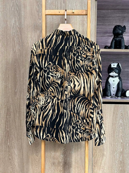 Saint Laurent Tiger-Print Silk Shirt