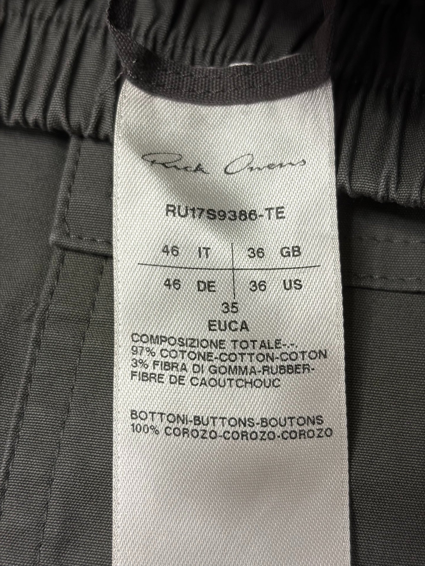 Rick Owens 17ss Washed Cotton Boxing Shorts