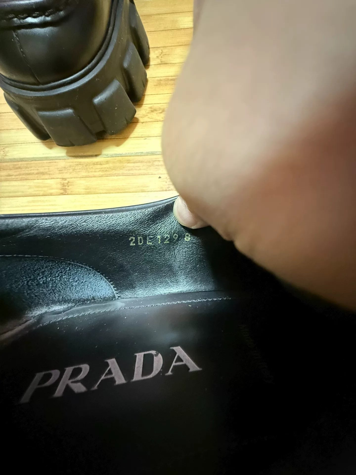 prada black leather platform shoes with logo
