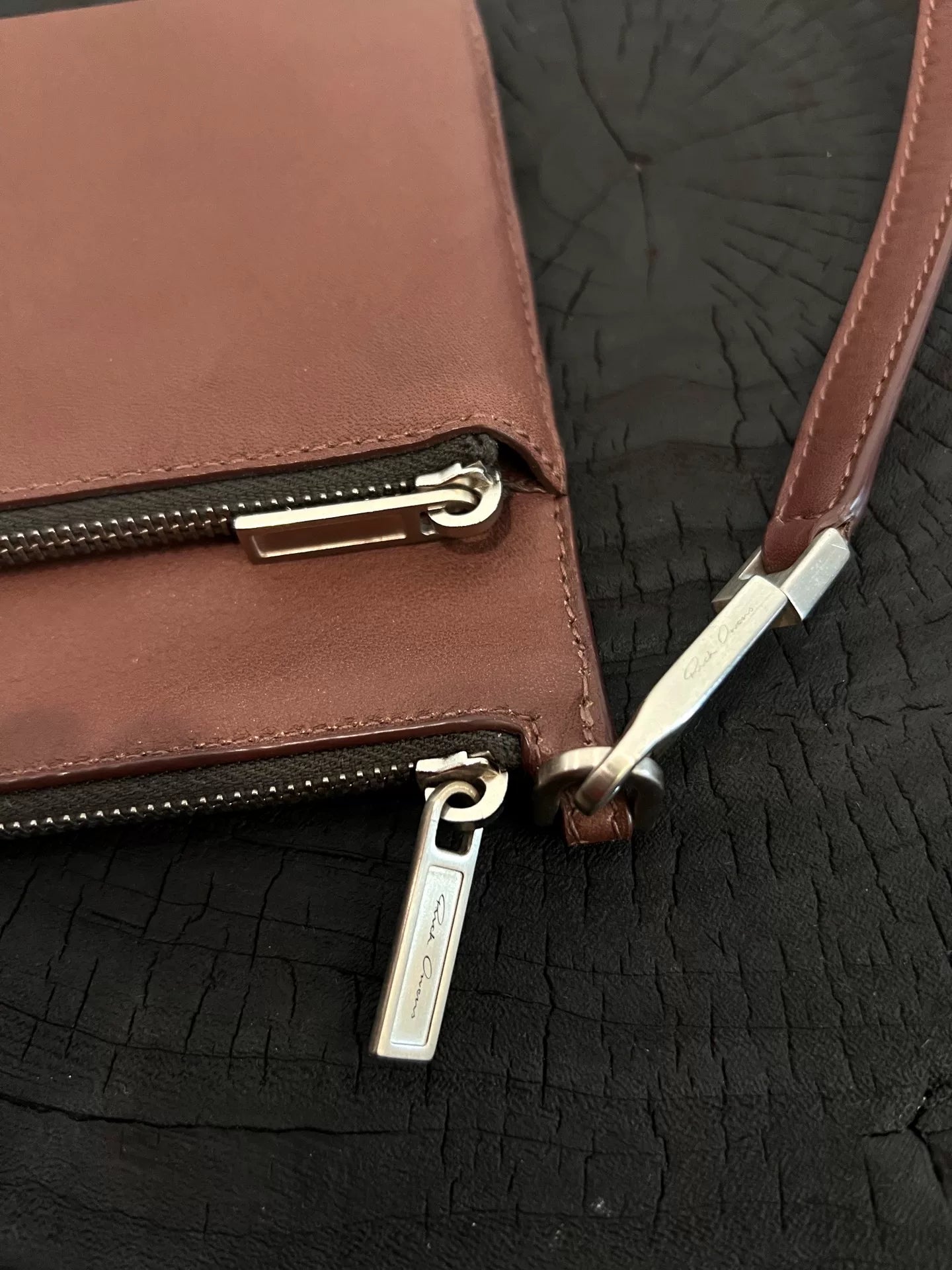 Rick Owens Red Cowhide Crossbody Bag
