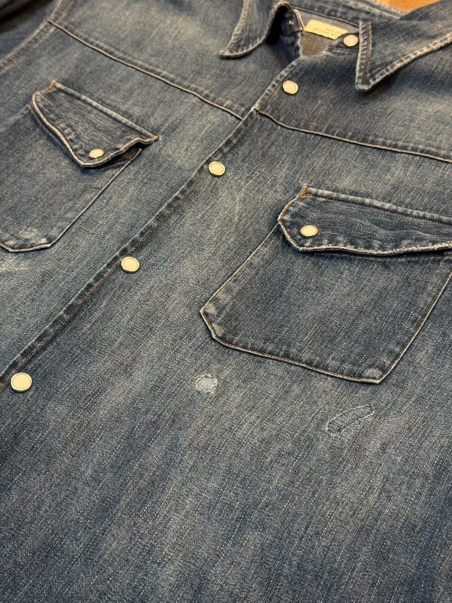 Old Joe Distressed Washed Denim Shirt