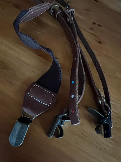 leather adjustable strap with brass hardware