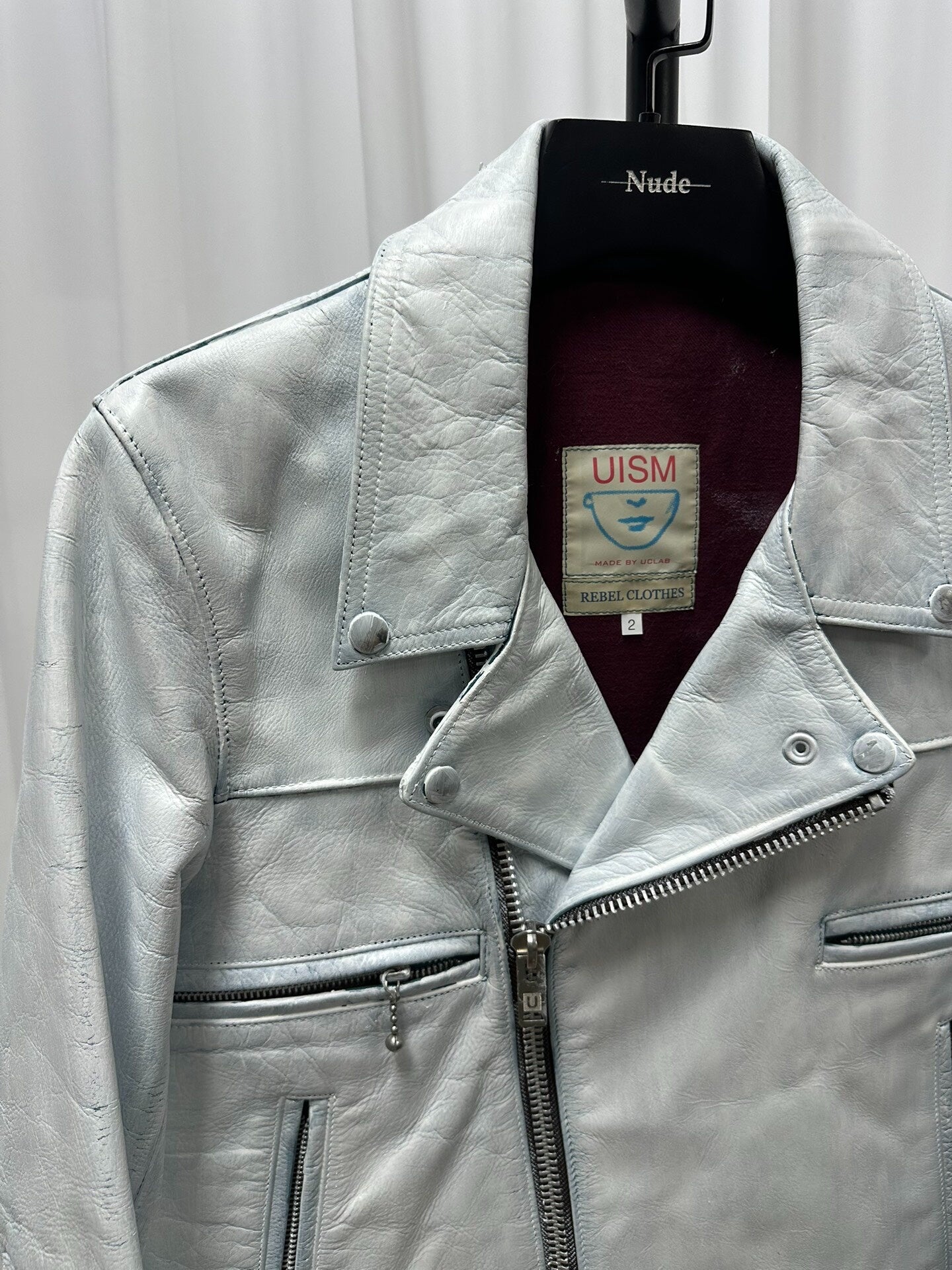 Undercover White Painted Leather Jacket