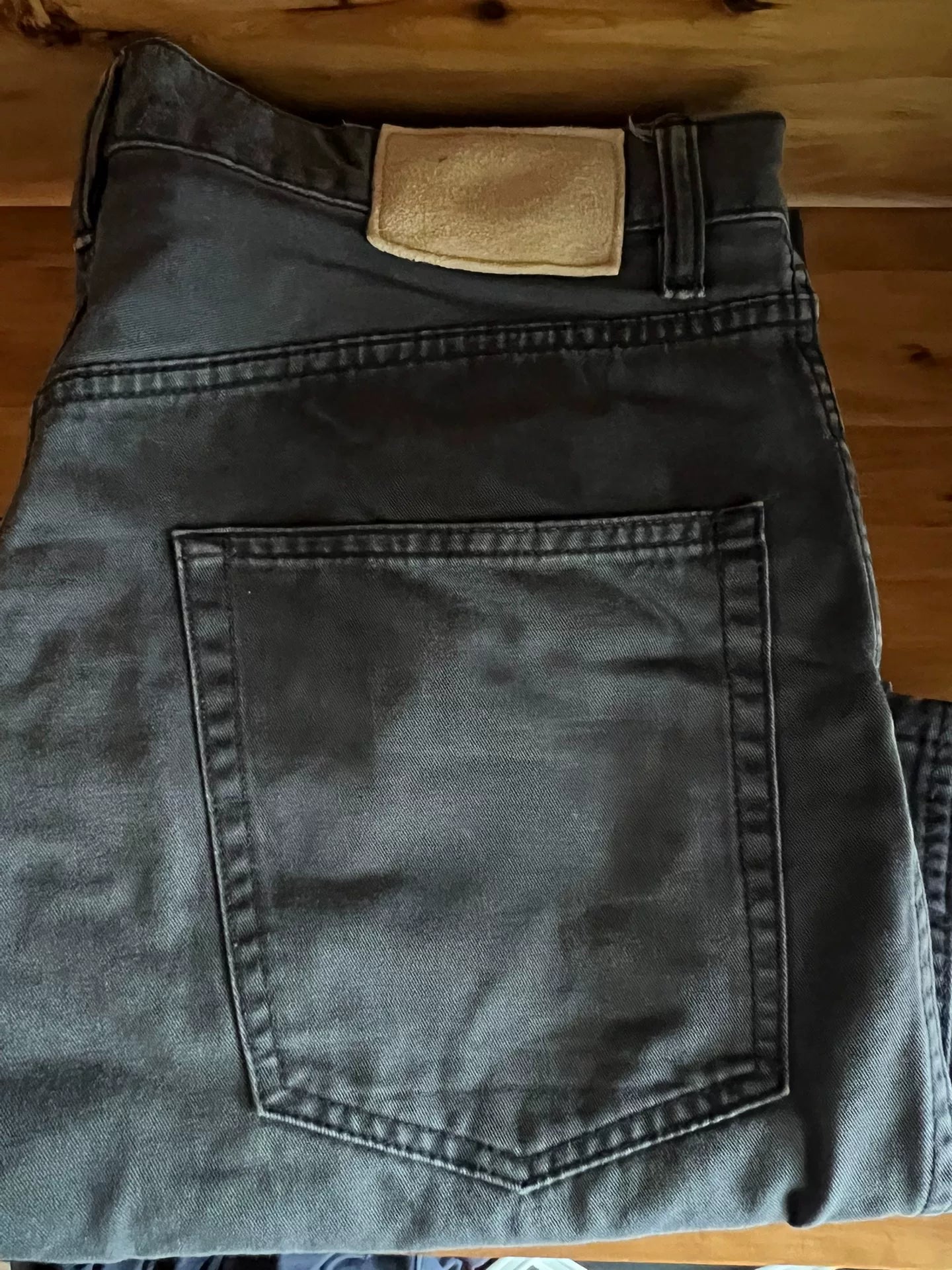 gray five-pocket casual pants
