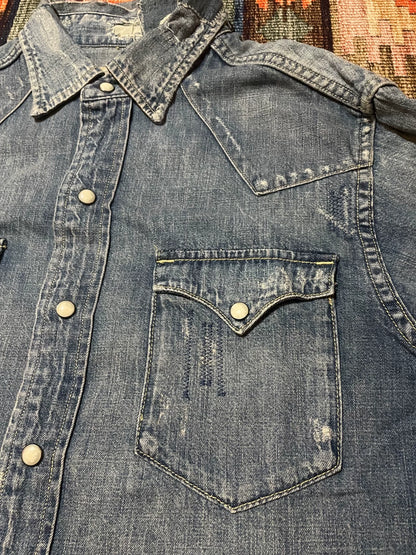 Ralph Lauren Distressed Patch Western Denim Shirt
