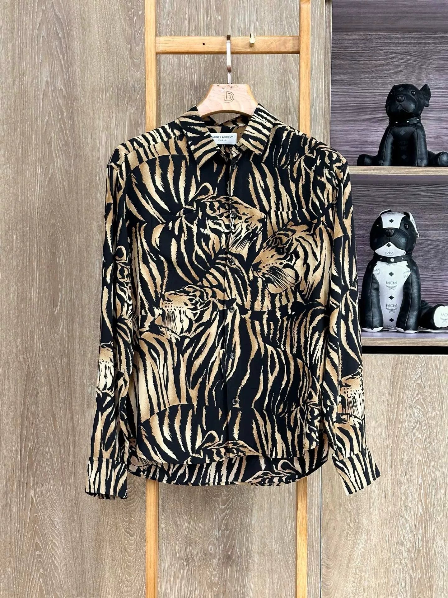 Saint Laurent Tiger-Print Silk Shirt