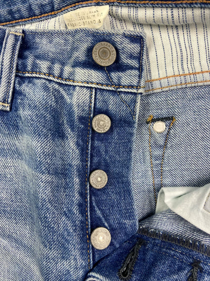 distressed raw wash denim jeans by fabric-brand&co