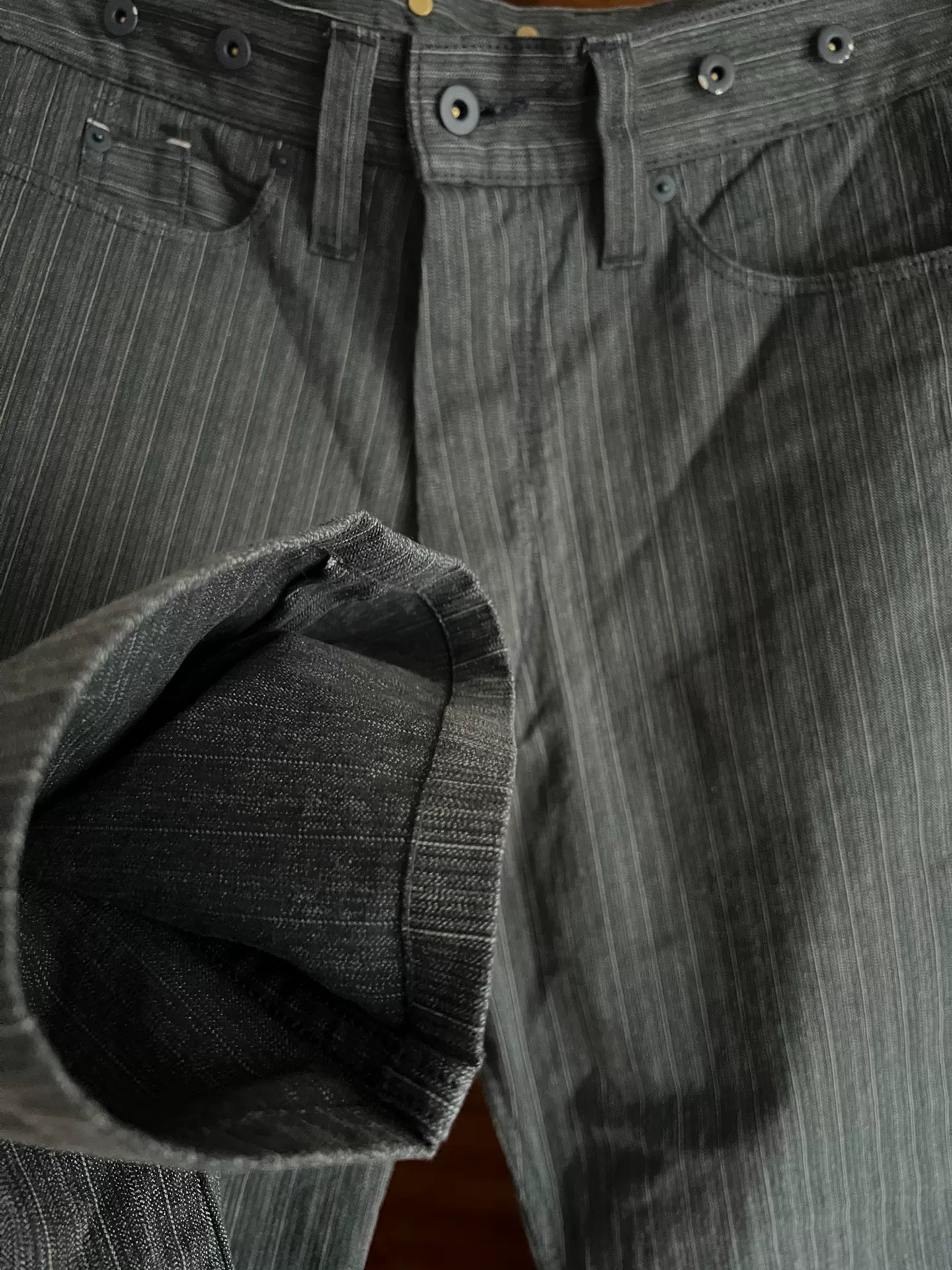 vintage striped suspenders pants for men