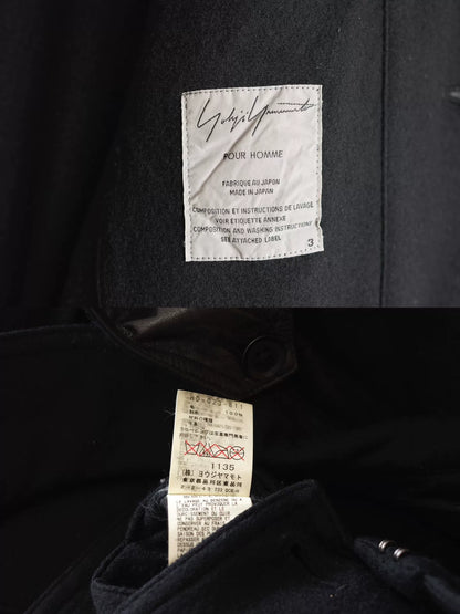 Yohji Yamamoto Wool Coat with Leather Sleeves