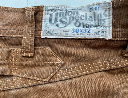 brown patched work pants derrickman