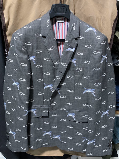 thom browne crane embroidered suit jacket