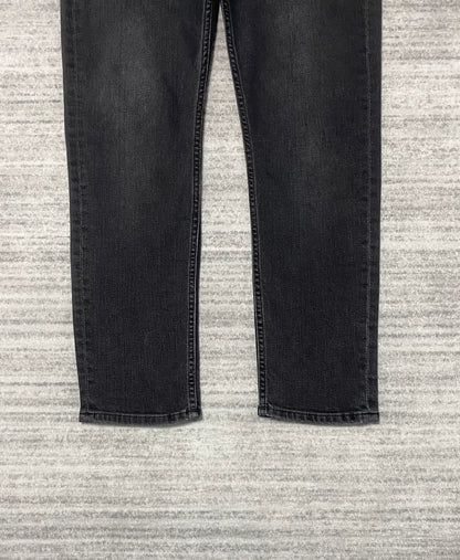 black slim-fit straight-leg jeans