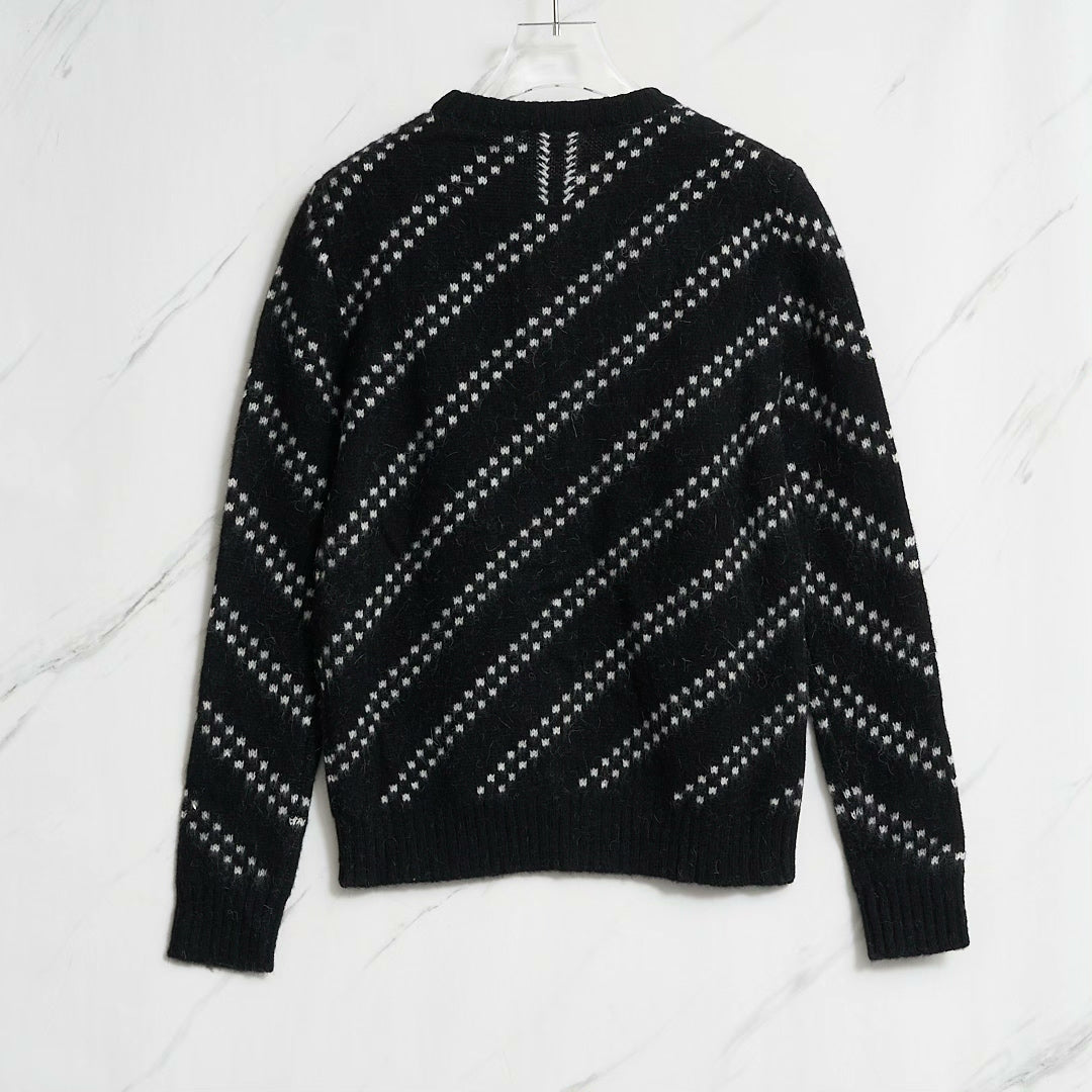 Saint Laurent Men's Black Zigzag Sweater