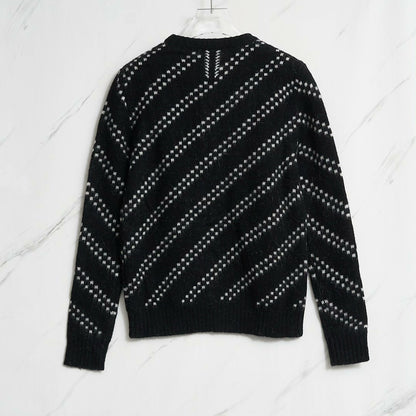 Saint Laurent Men's Black Zigzag Sweater