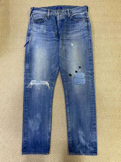 Denim by Vanquish Fragment Distressed Washed Jeans