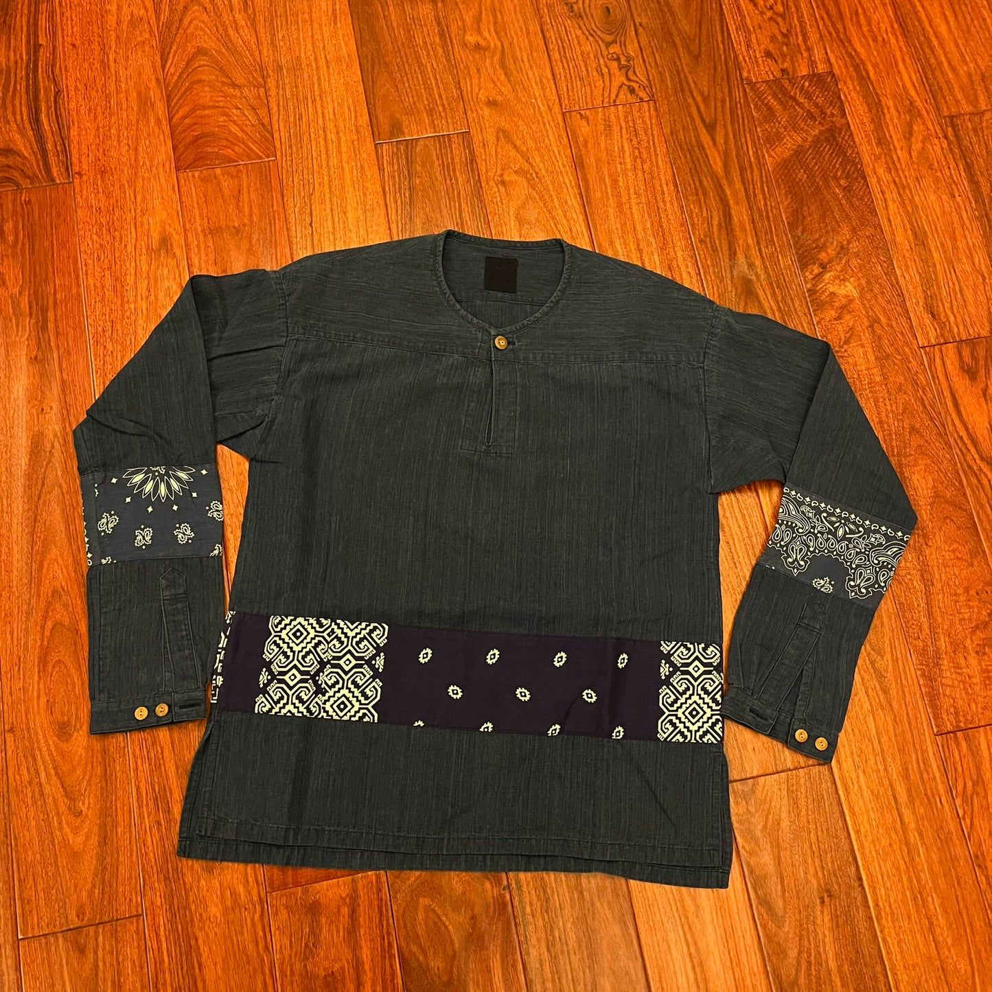 Visvim ICT Kerchief Border Tunic Navy