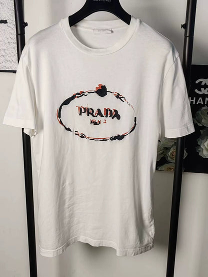 Prada Embroidered Logo Short Sleeve Tee