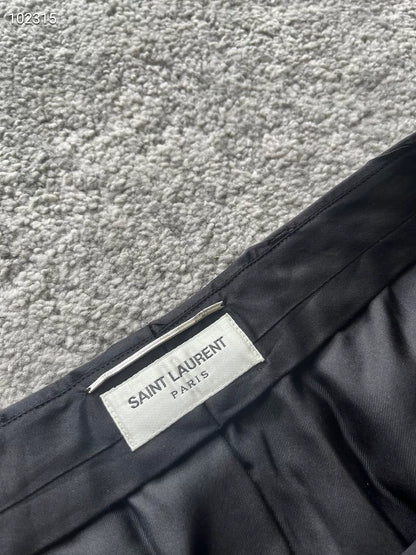 Saint Laurent Black Striped Silk Trousers