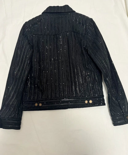 Saint Laurent Paris Black Sequin Jacket M