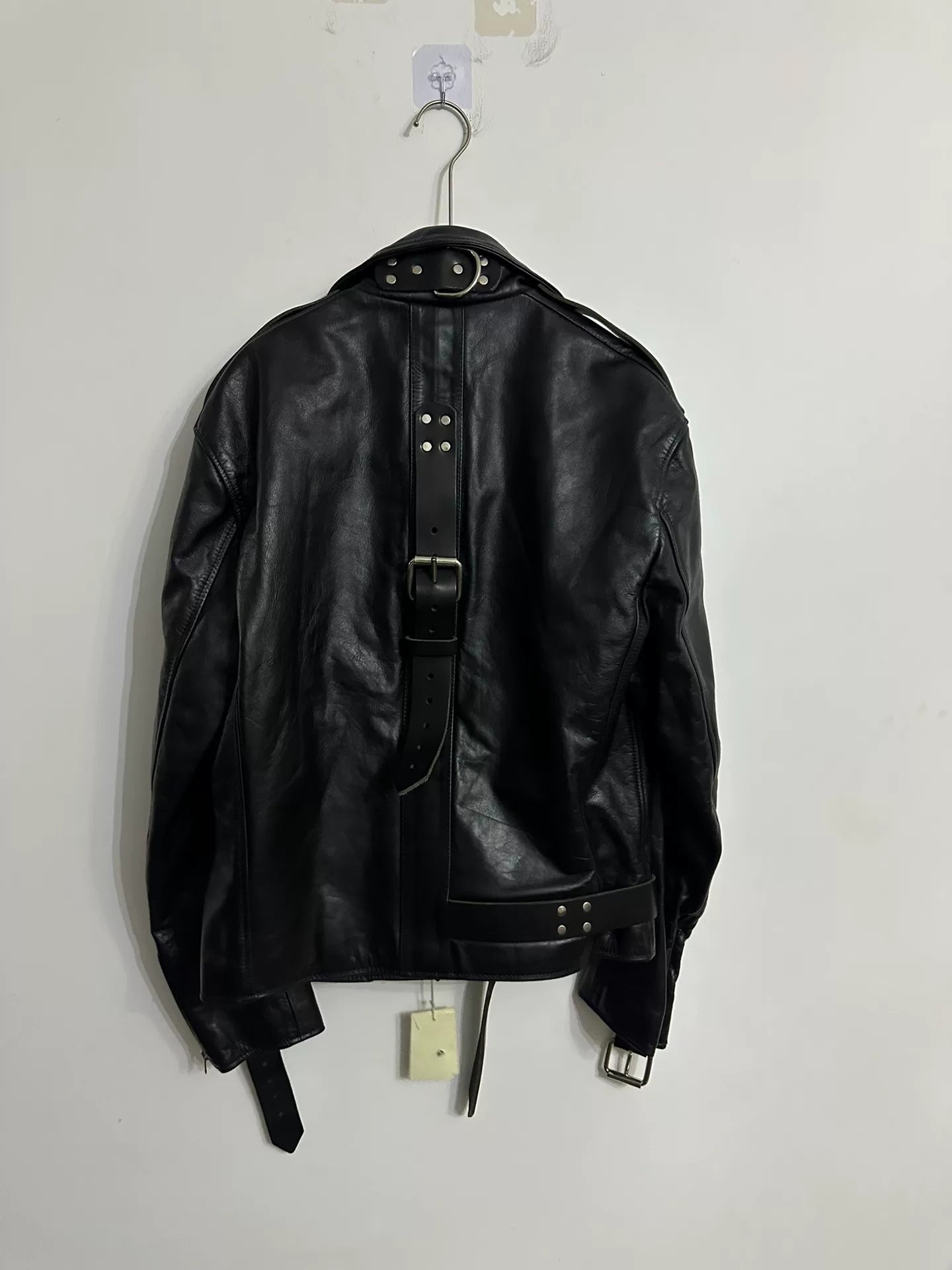 vetements black leather biker jacket