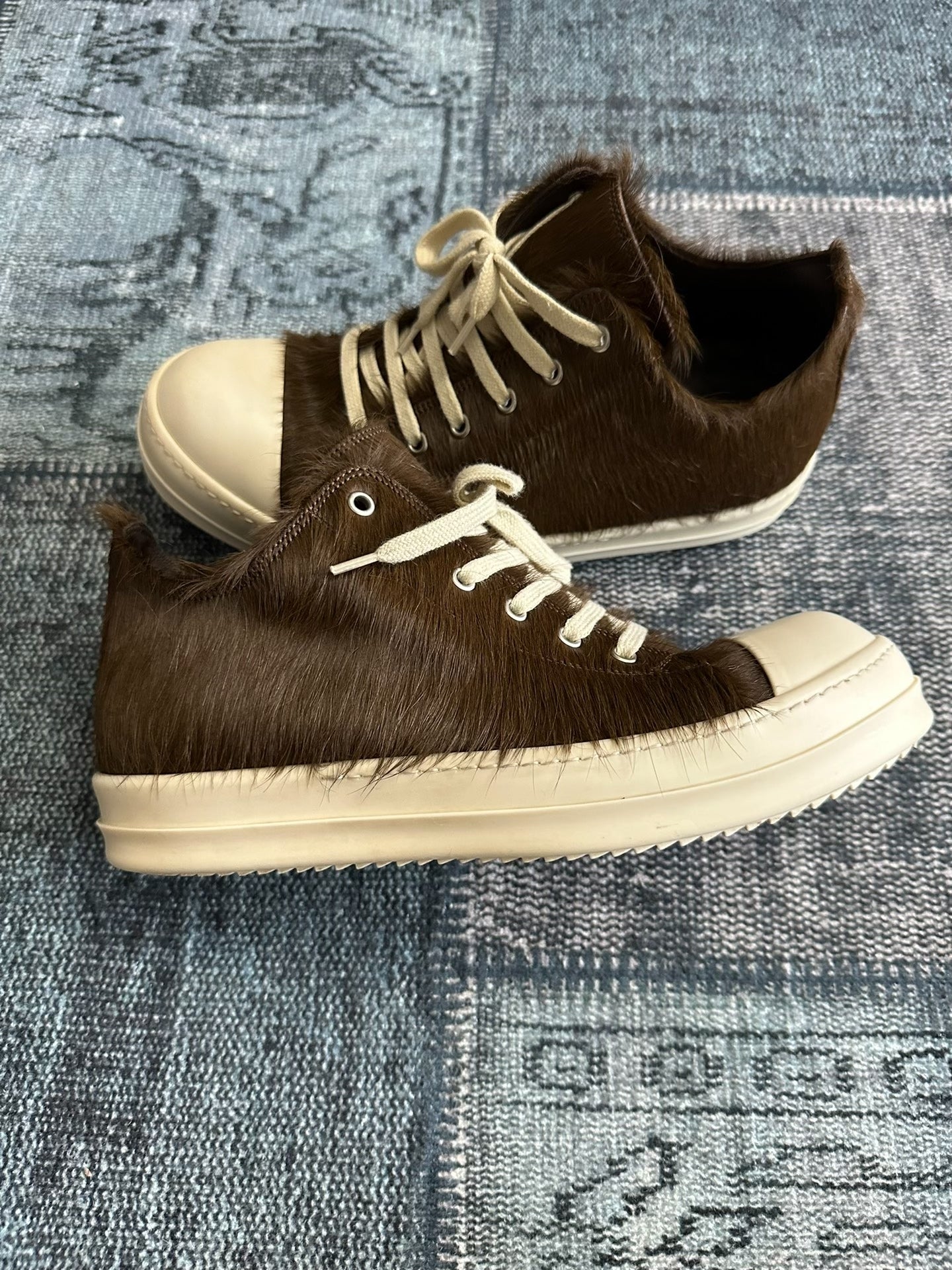 Rick Owens Main Line Brown Horsehair Low-Top 42