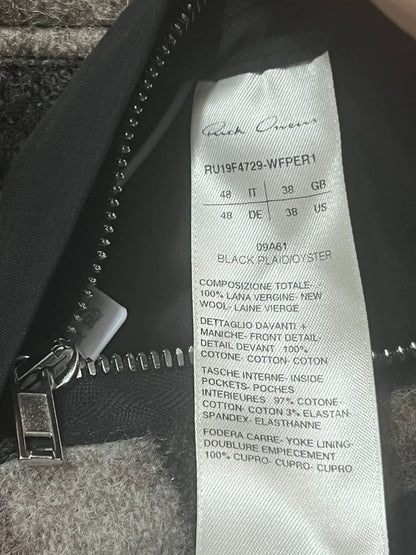 Rick Owens Larry Season Wool Check Jacket