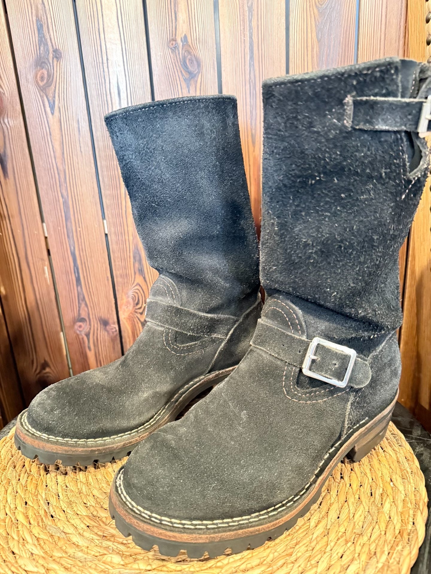 Wesco Boss 10" Black Suede Engineer Boots