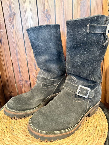 Wesco Boss 10" Black Suede Engineer Boots