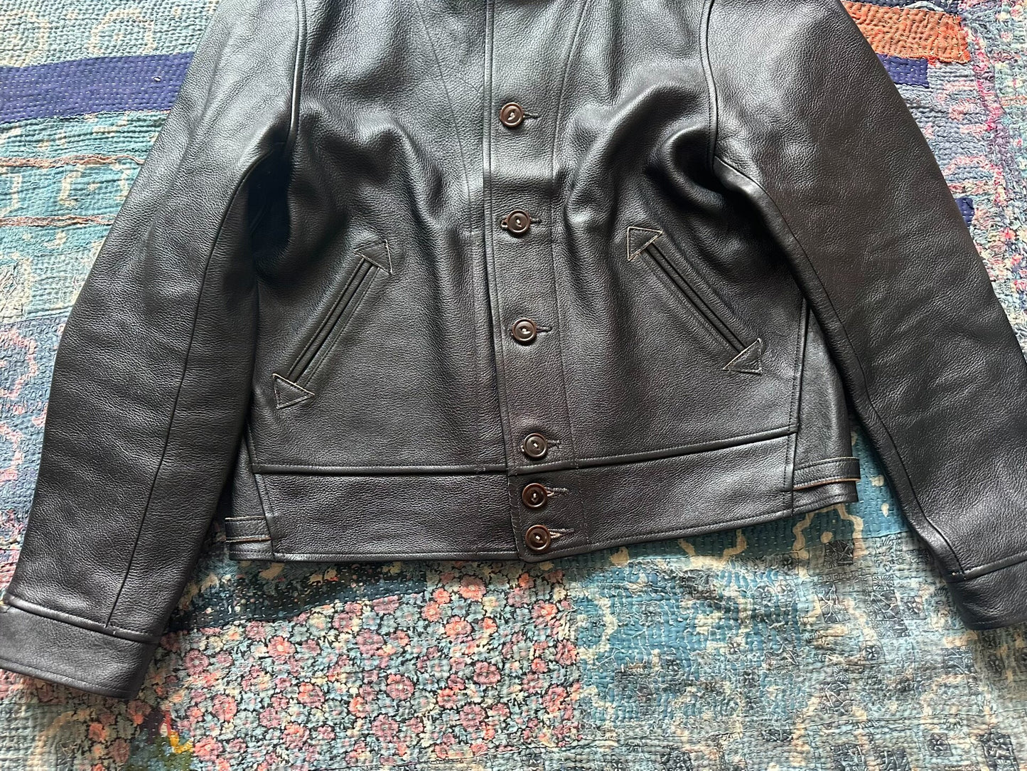 mister freedom leather jacket with button detail