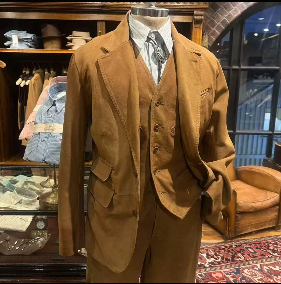 RRL Men's Western Style Cashmere Suede Blazer