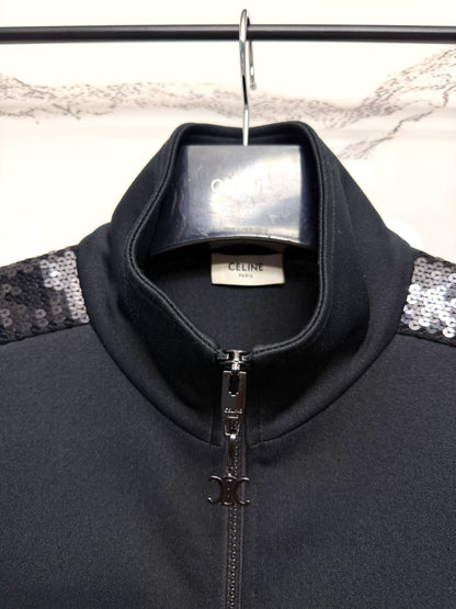 celine black scaled jacket with luxurious details