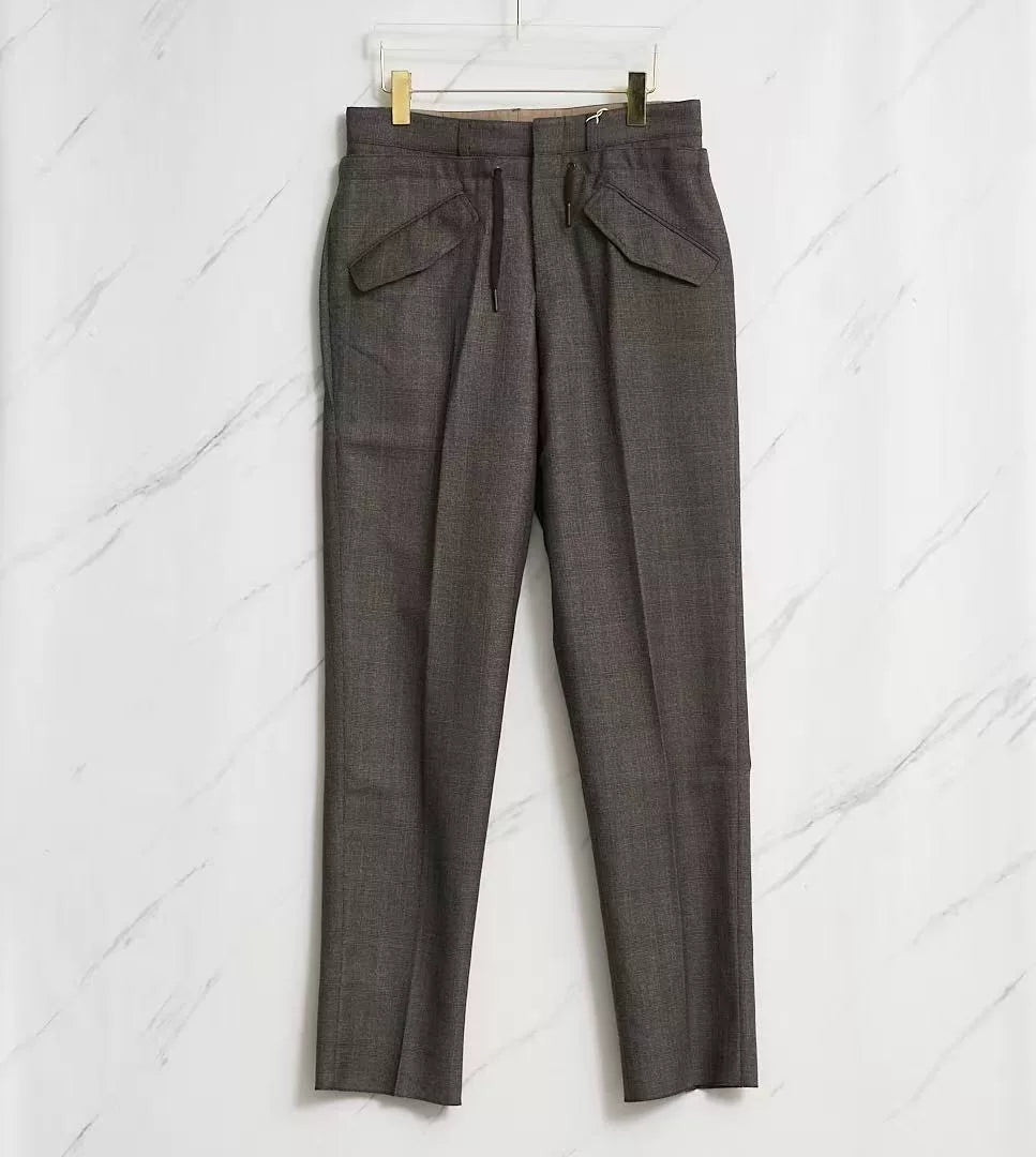 Saint Laurent Brown Check Drawstring Trousers