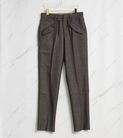 Saint Laurent Brown Check Drawstring Trousers