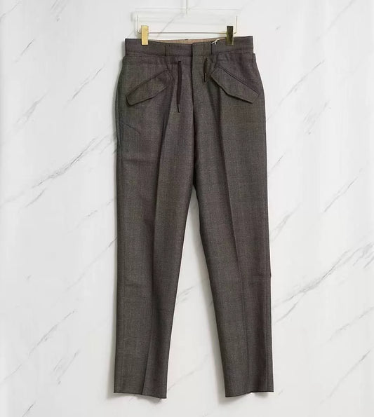 Saint Laurent Brown Check Drawstring Trousers
