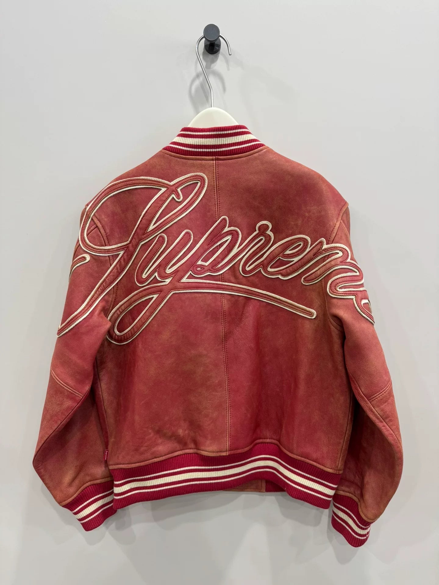 vintage supreme baseball leather jacket size S